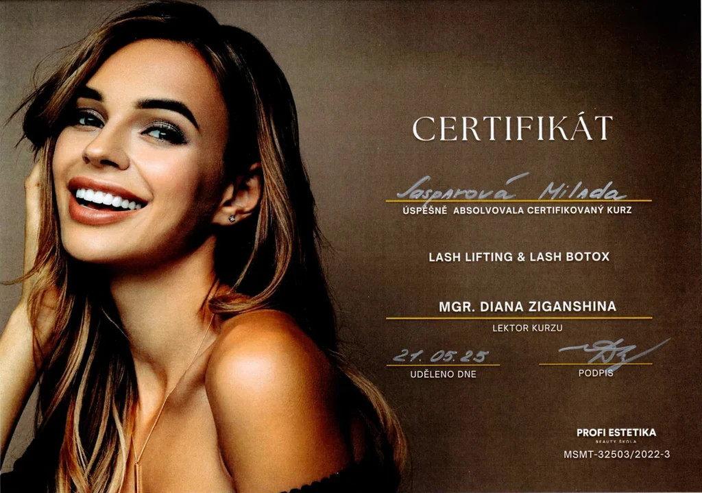Certifikát lash lifting & lash botox