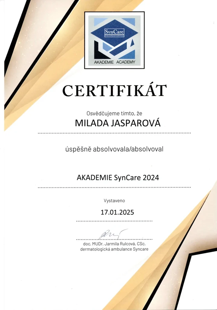 Certifikát Akademie SynCare 2024