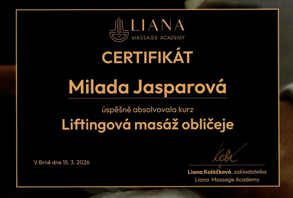Certifikát liftingová masáž obličeje