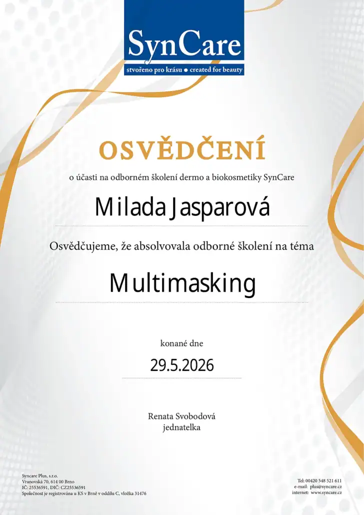Certifikát SynCare Multimasking